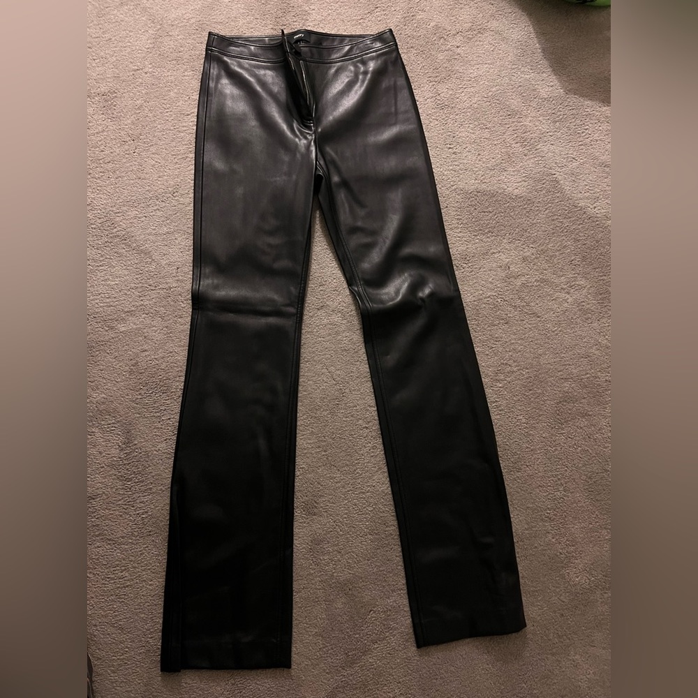 Black leather Theory pants (vegan)